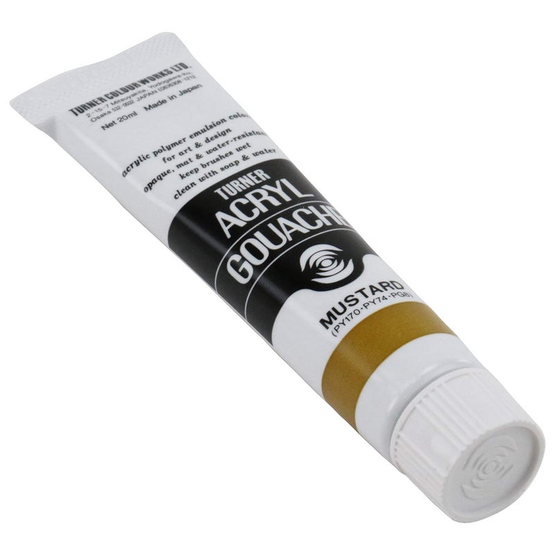 Turner Colour Works Acryl Gouache Artist Acrylic Paint - Single 20 ml Tube - Mustard - Image 3